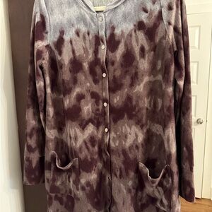 LOGO by Lori Goldstein Purple and Gray Cardigan